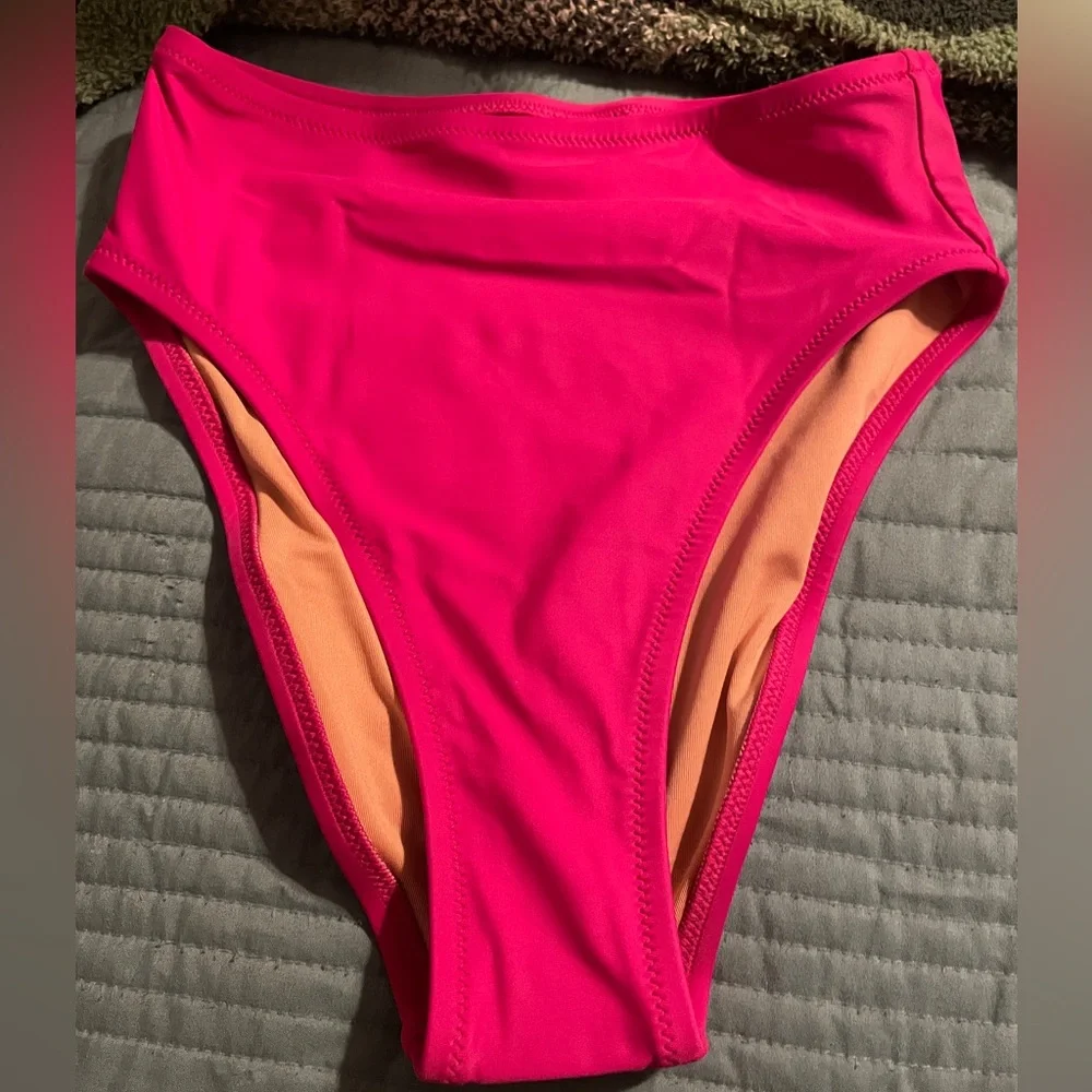 NWT J.Crew High Rise Full‎ Coverage Bikini Bottom Magenta Orchid XL Beach Resort